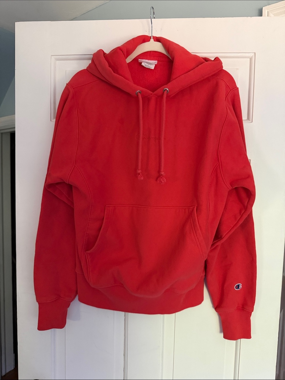 Champion - Men's Hooded Sweatshirt, Orange, size small